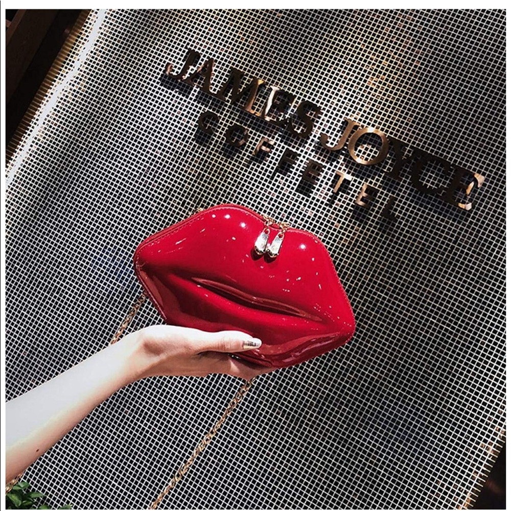 Evening Clutch Leather Lips-shaped Crossbody Bags